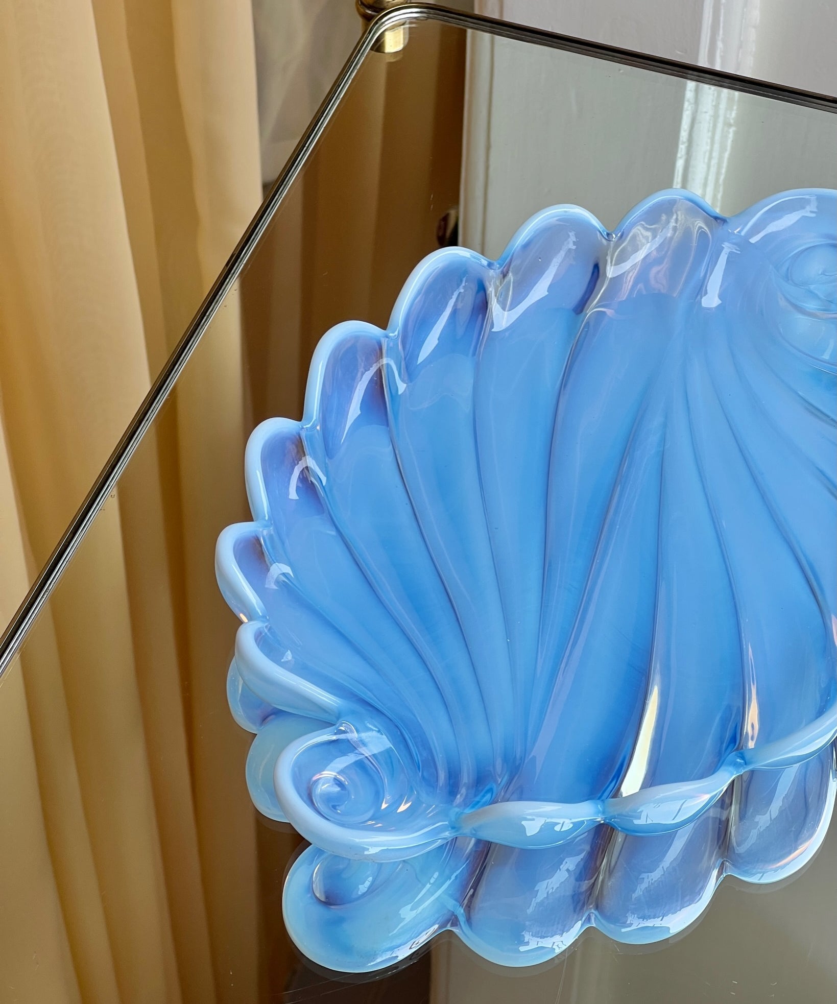 Vintage opal blue shell bowl