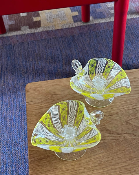 Vintage yellow Murano candle holders (2 available)