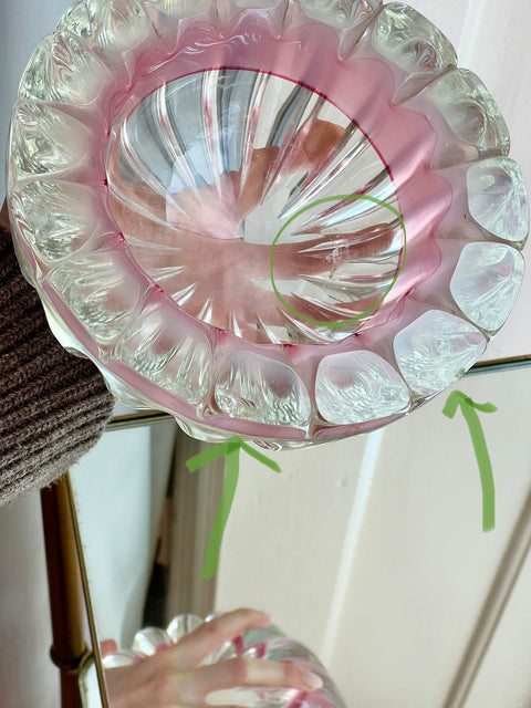 Vintage opal pink/clear Murano bowl