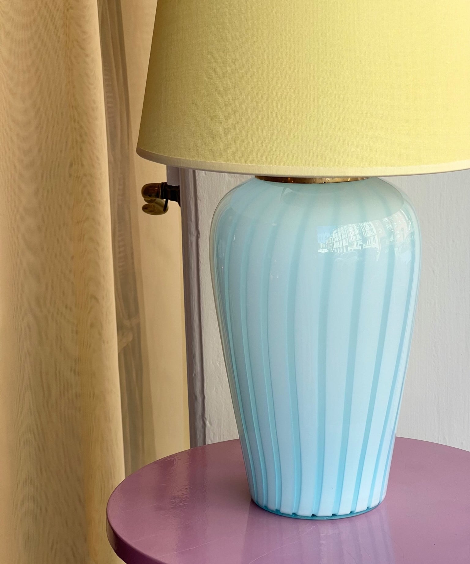 Light blue vintage Murano table lamp