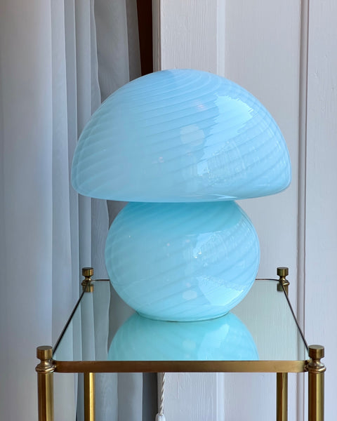 Vintage light blue Murano mushroom table lamp - Large