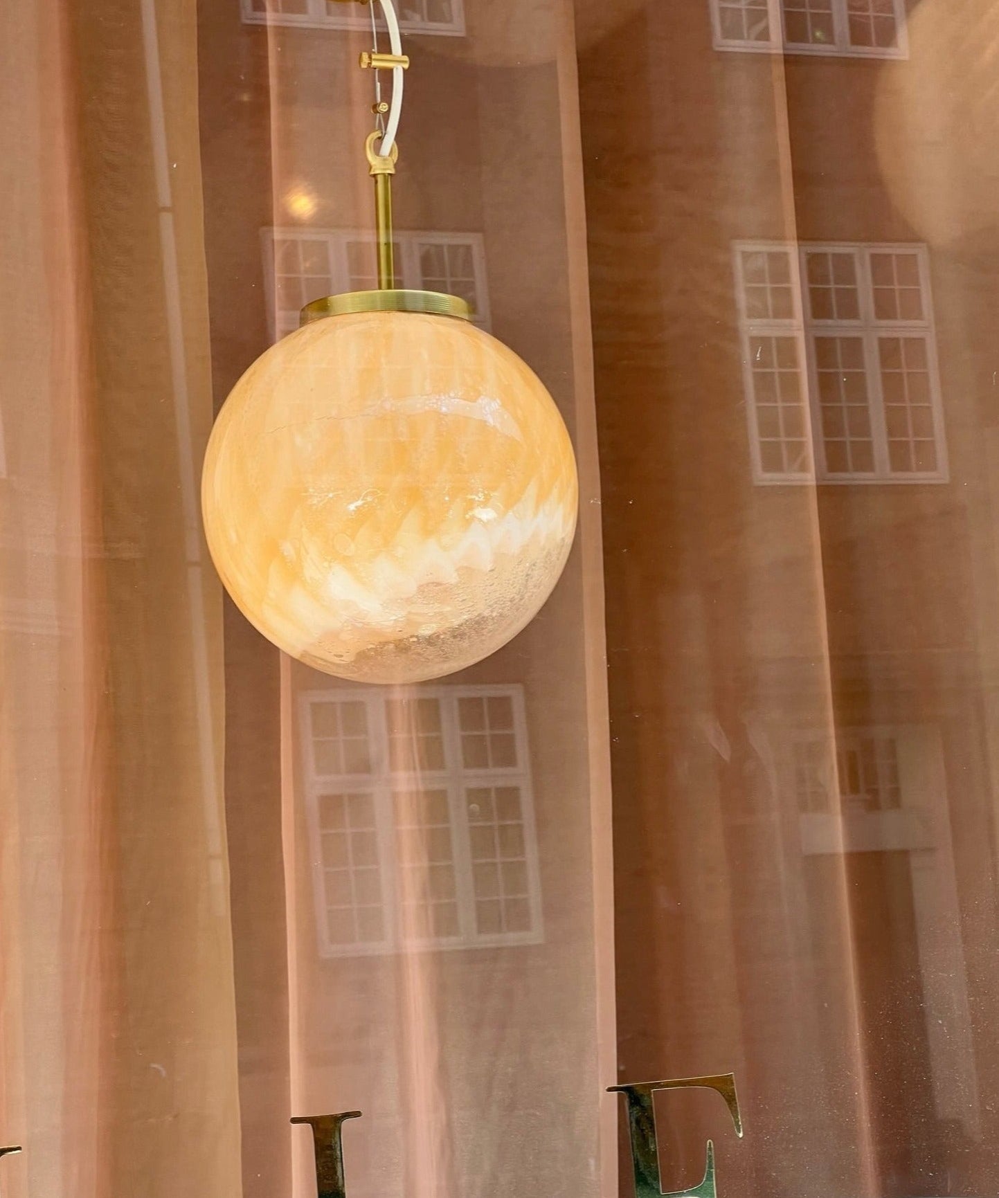 Vintage golden/cream clear Murano ceiling lamp (D22)