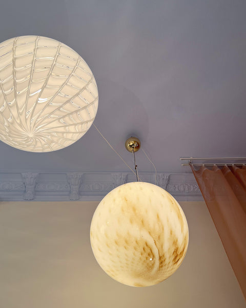 Vintage Murano white pattern ceiling lamp