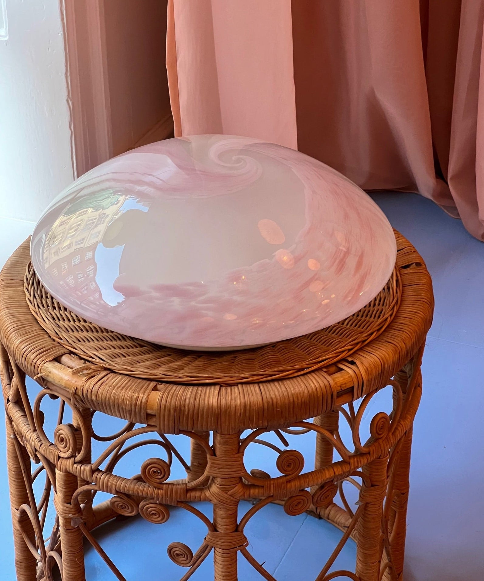 Vintage Murano pink swirl ceiling/wall lamp (D40)