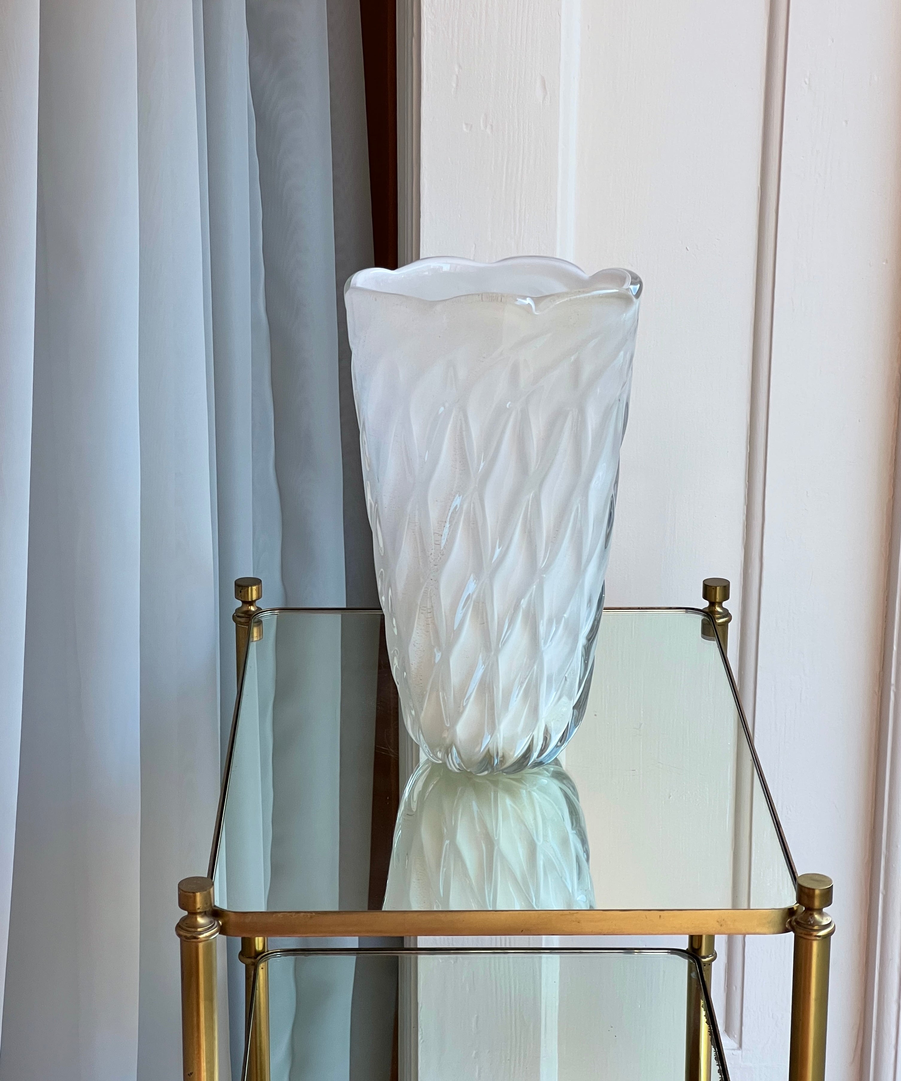 Vintage opal white Murano vase
