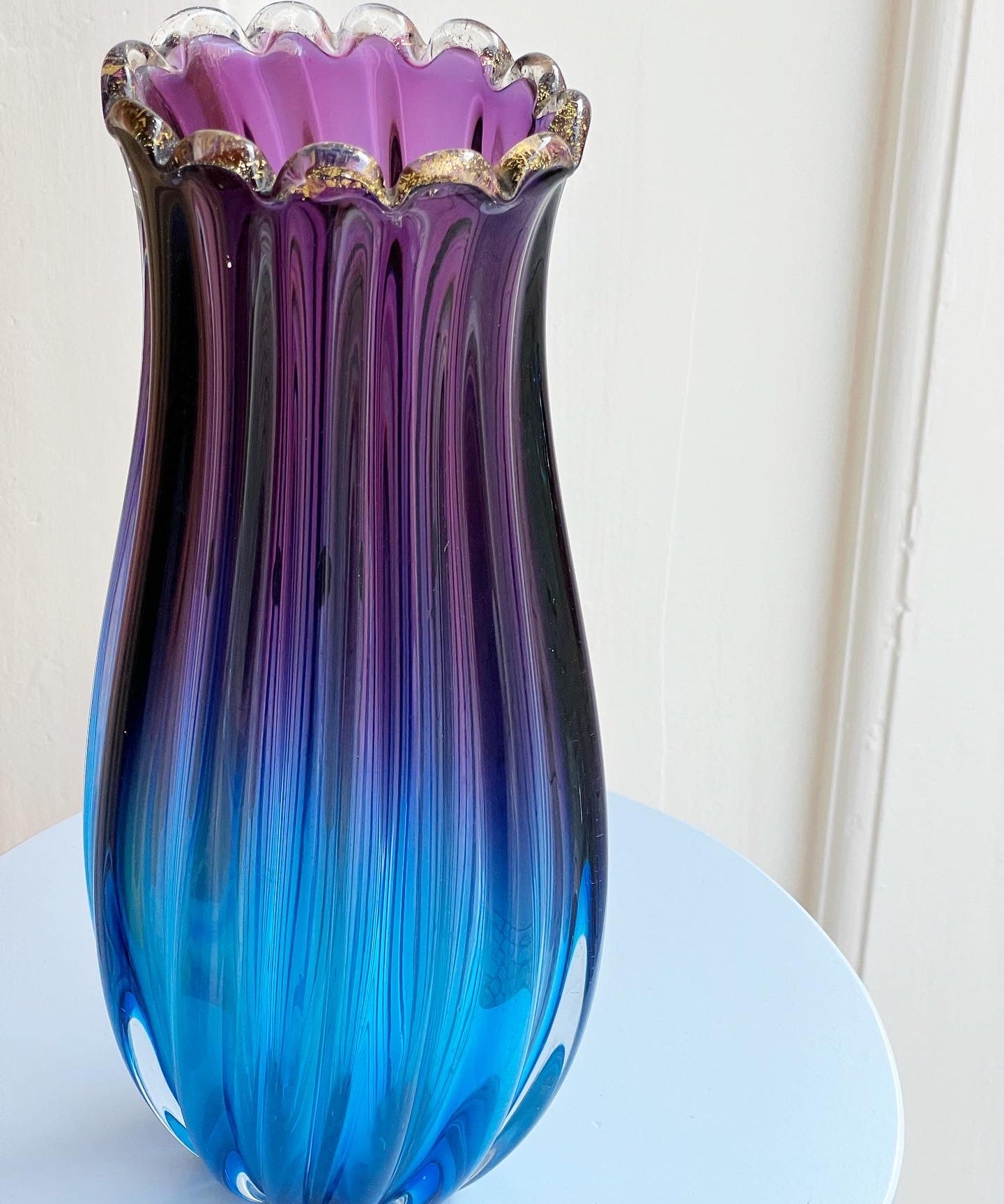 Large vintage purple/blue Murano vase