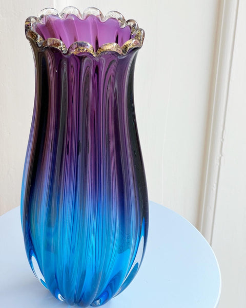 Large vintage purple/blue Murano vase
