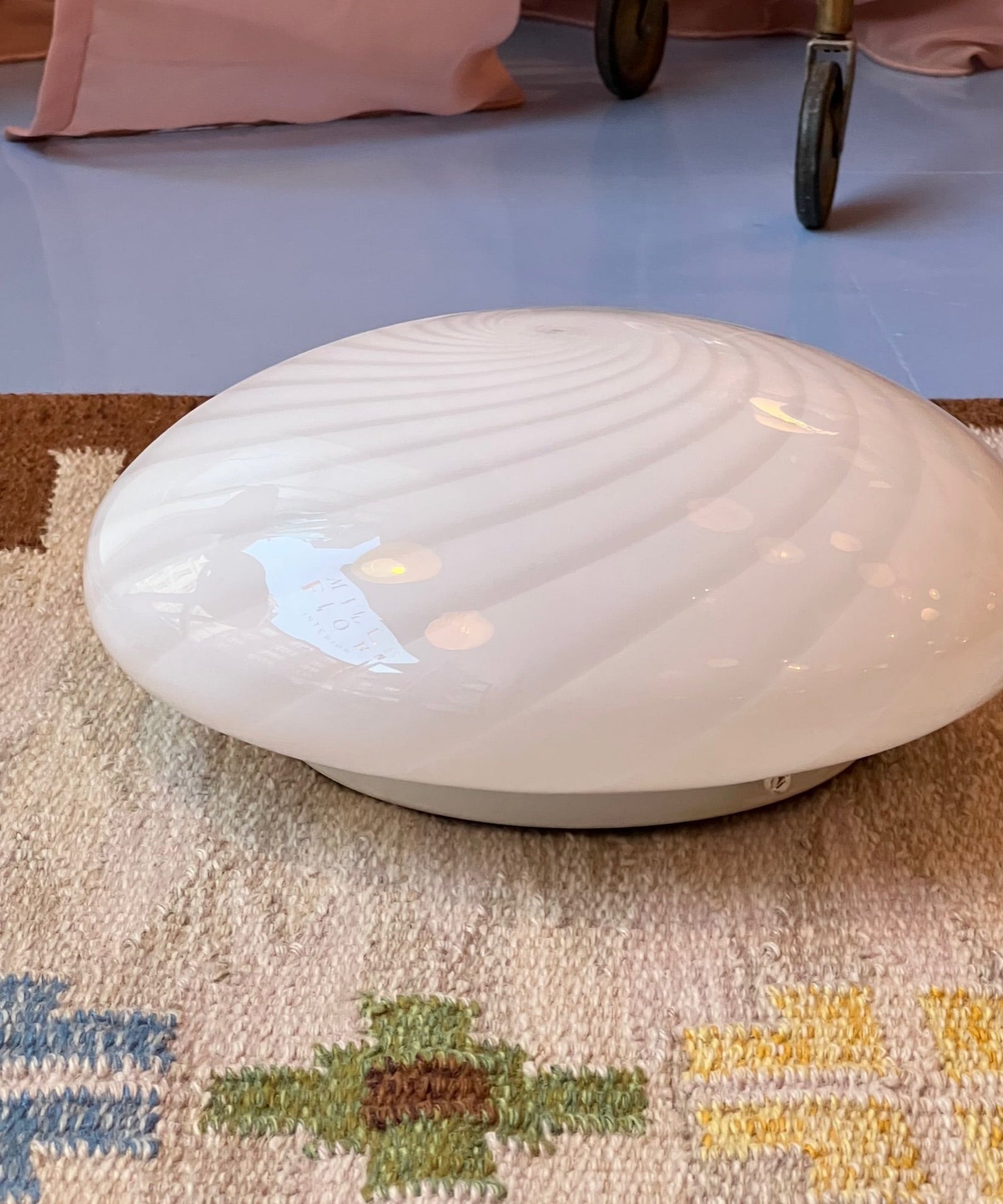 Vintage Murano white swirl ceiling/wall lamp (D26)