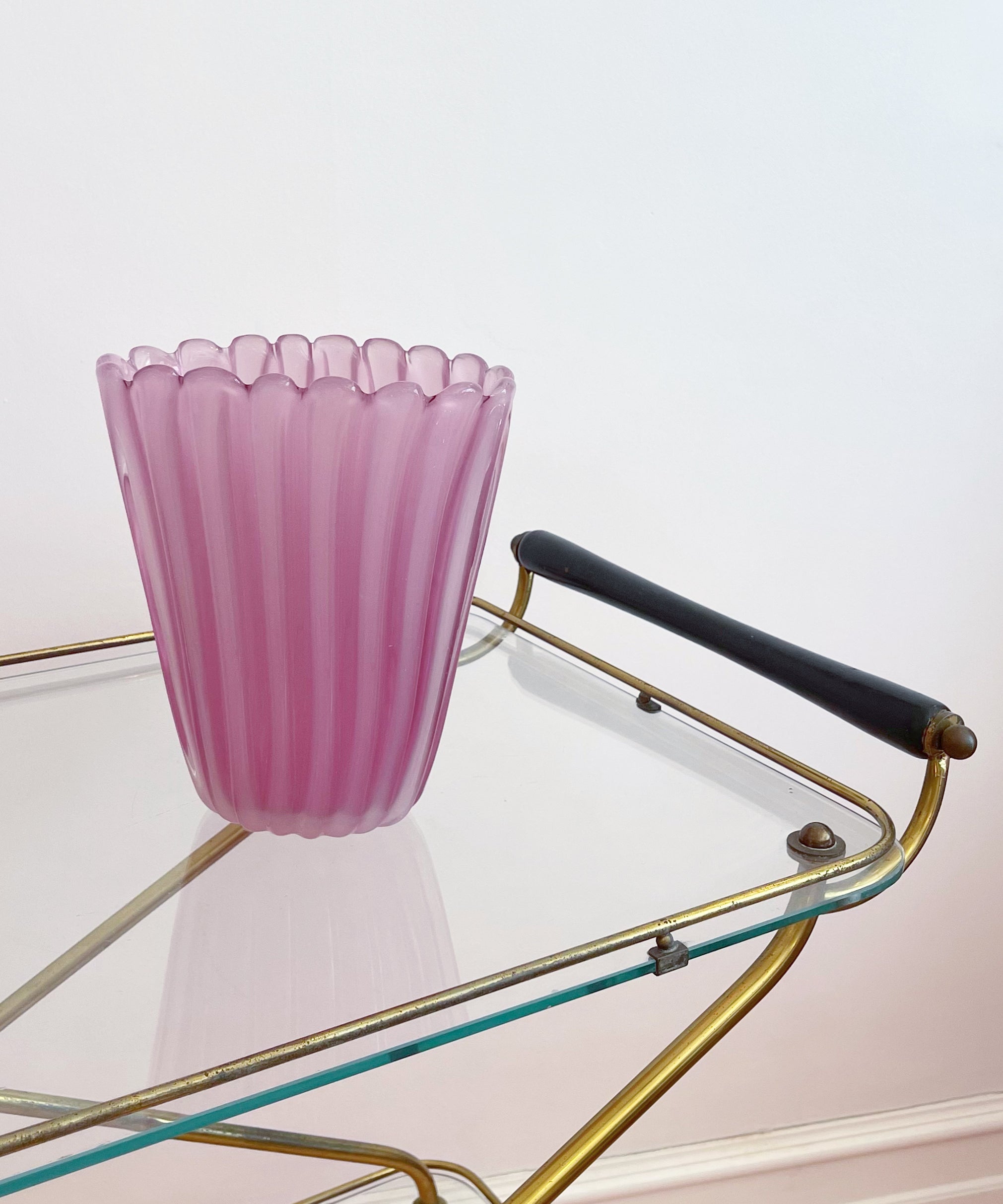 Vintage opal pink Murano vase
