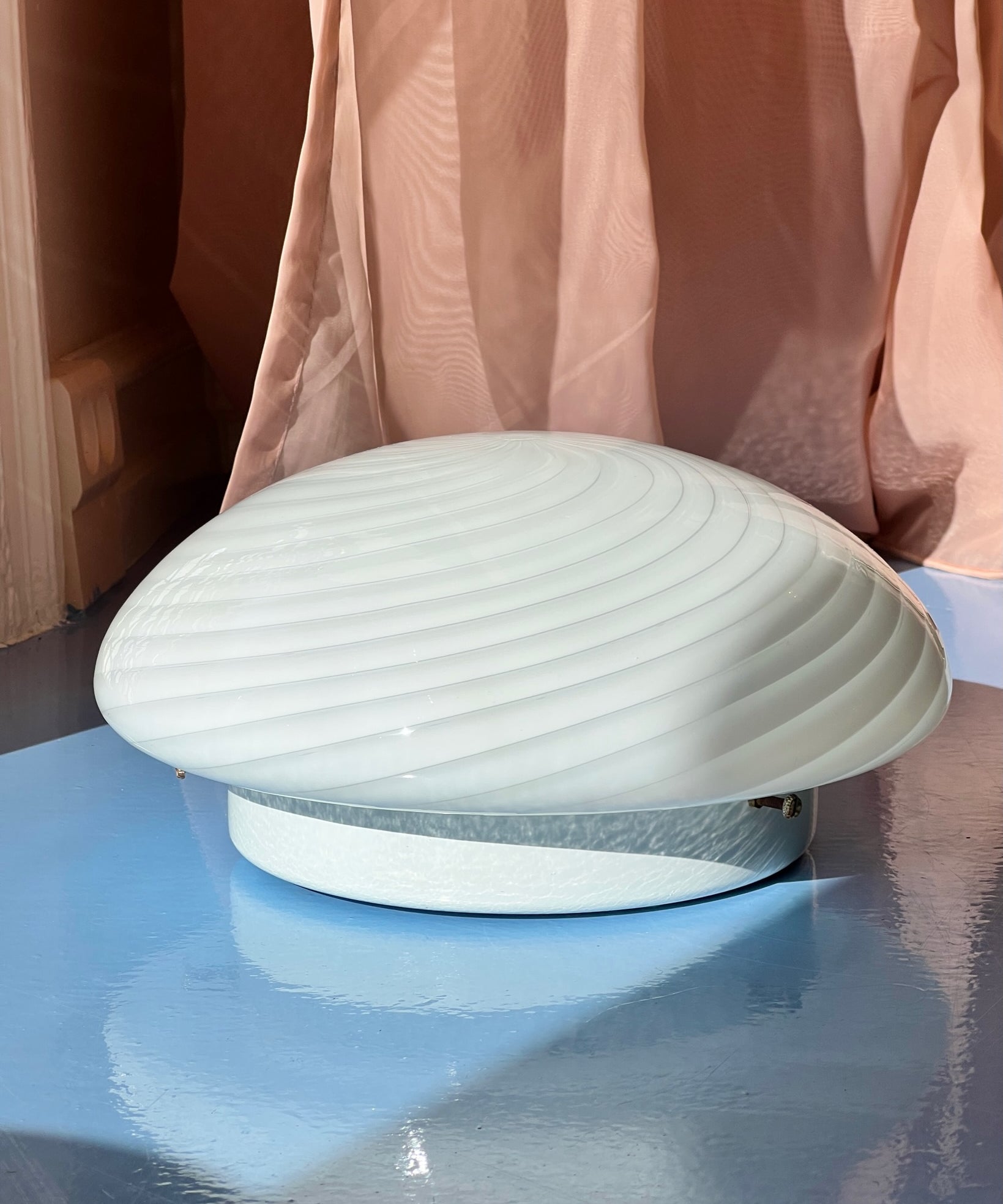 Vintage Murano white swirl ceiling/wall lamp (D28)