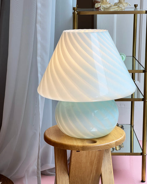 Vintage light blue Murano mushroom table lamp - Large