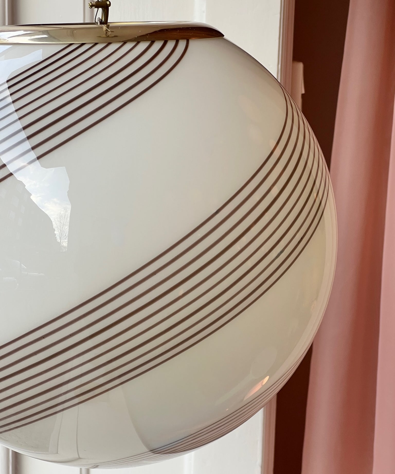 Vintage Murano cream/brown swirl ceiling lamp