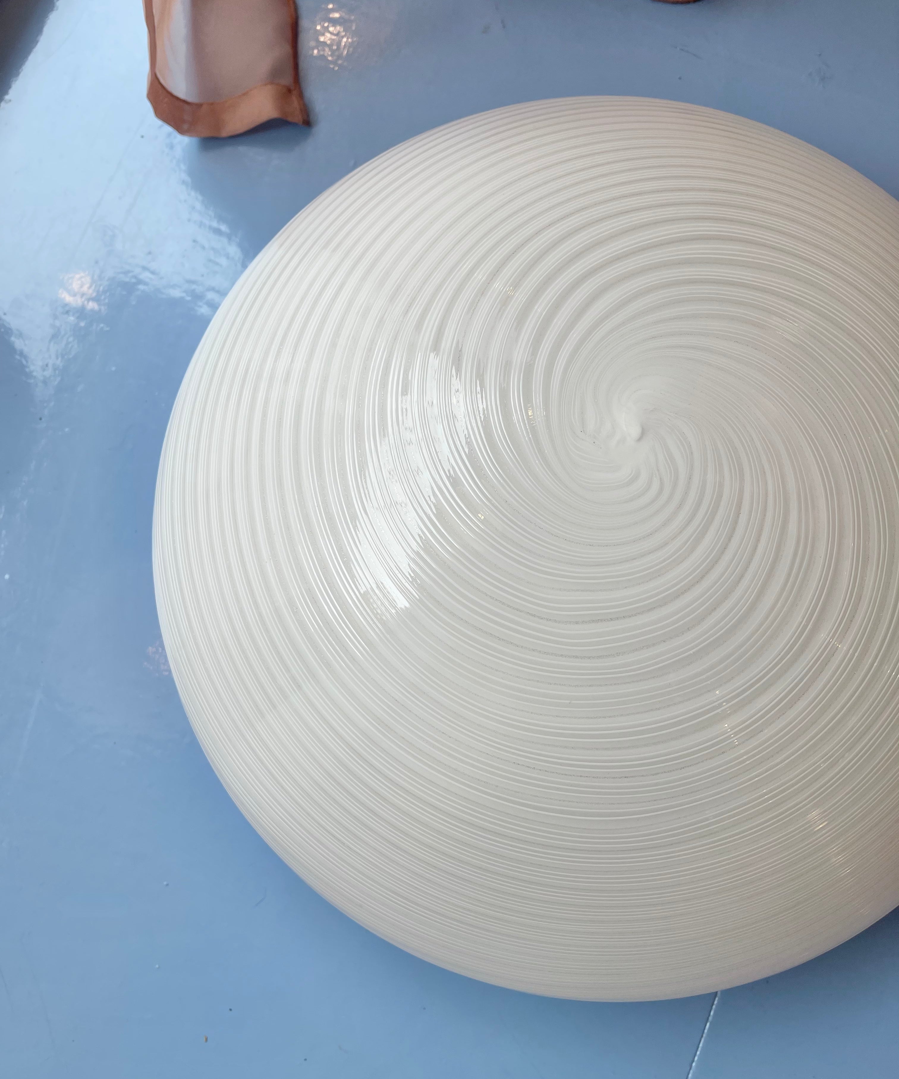Large vintage Murano white/silver swirl ceiling/wall lamp (D40)