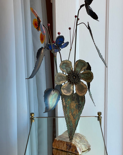 Vintage Curtis Jere enamel flower bouquet sculpture