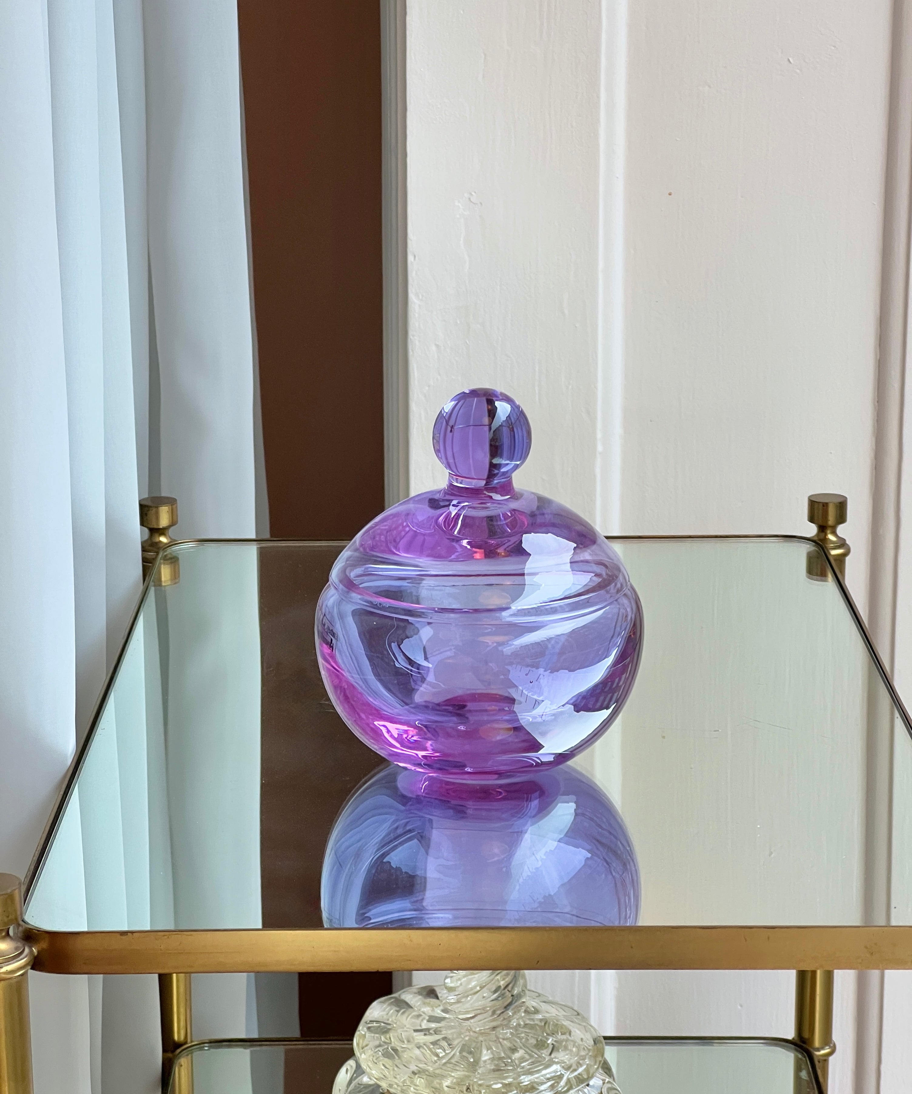 Vintage clear purple Murano bonbonniere