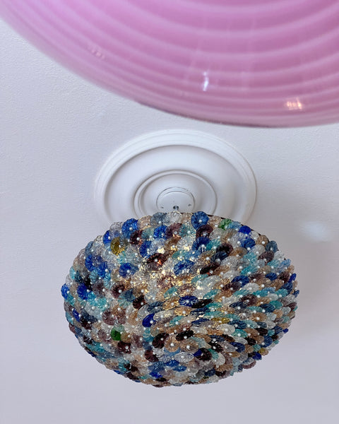 Vintage Murano multi-colored flower ceiling lamp (D42)