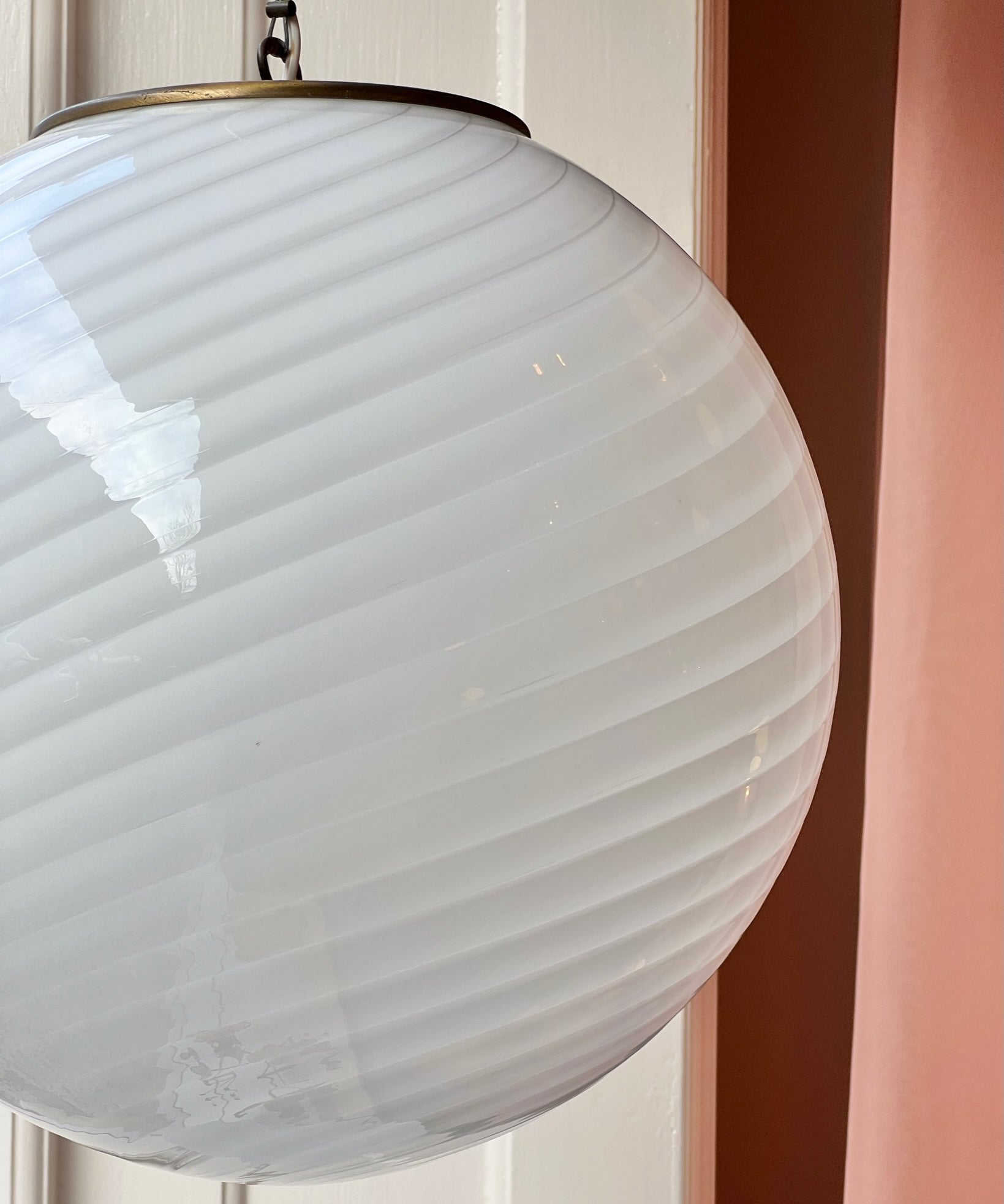Vintage Murano white swirl ceiling lamp (D40)