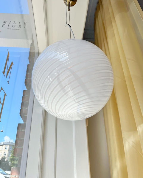 Vintage Murano round white swirl ceiling lamp