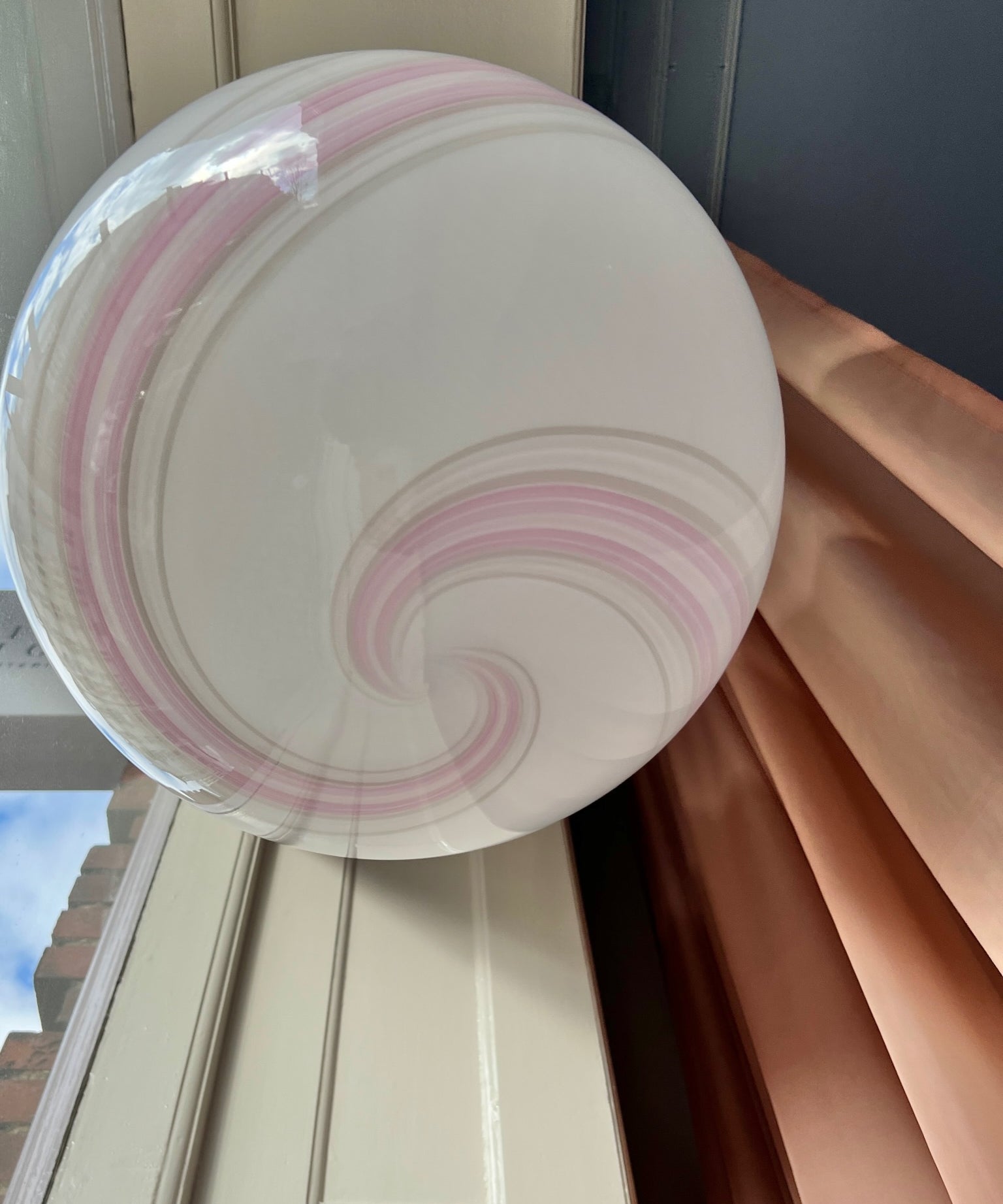 Vintage Murano light pink/white swirl ceiling lamp (D35)