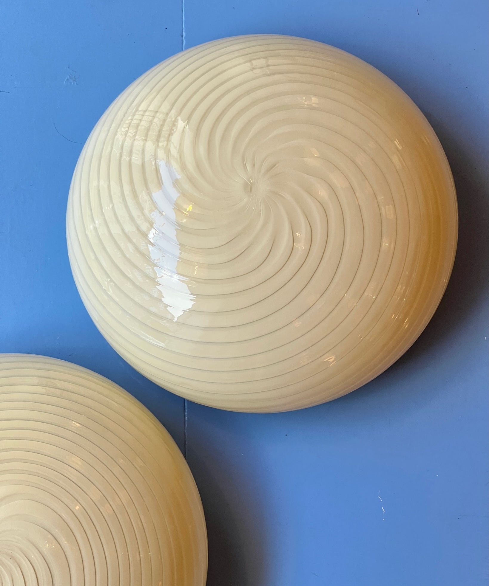 Vintage Murano yellow swirl ceiling/wall lamp (D40)