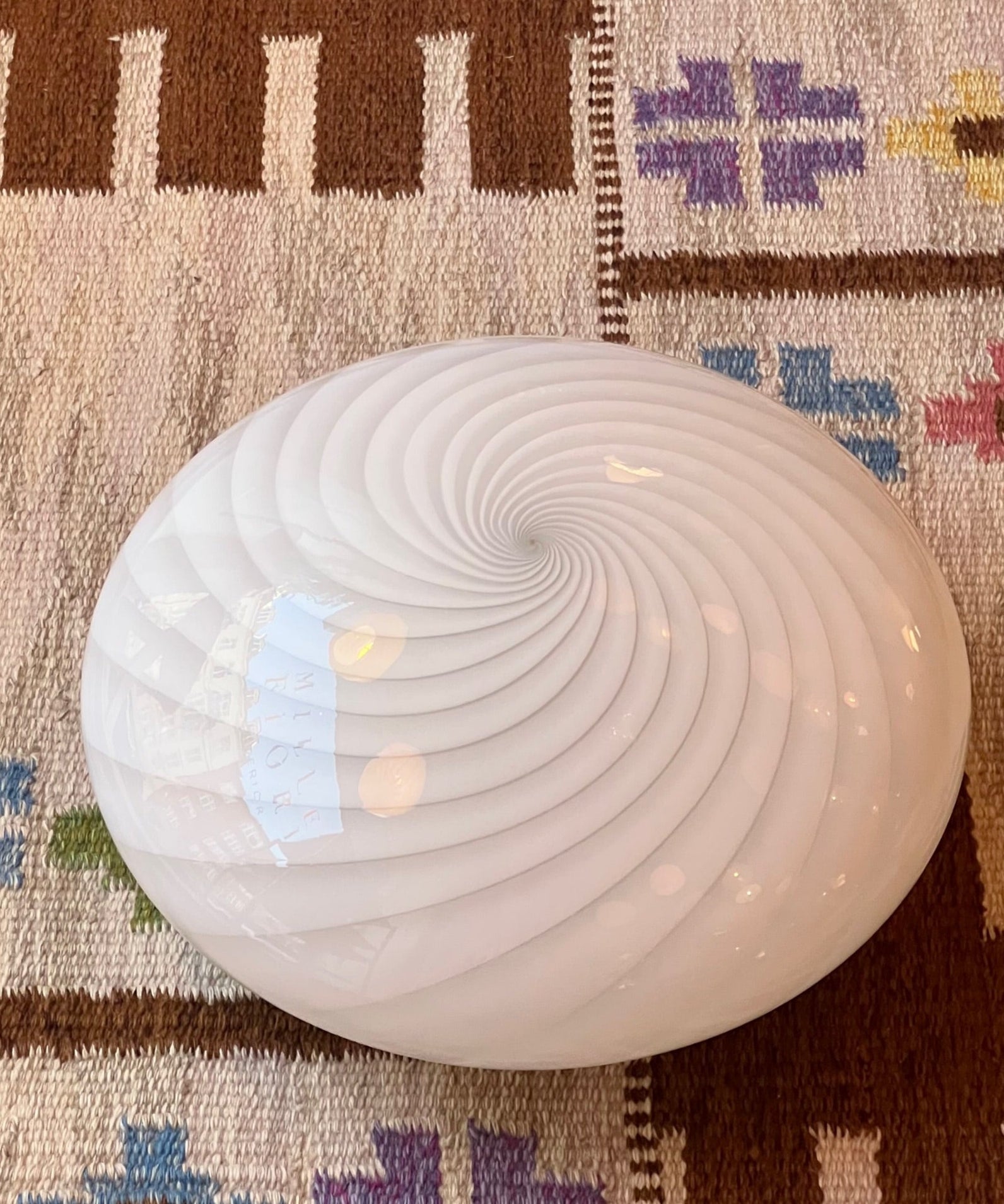 Vintage Murano white swirl ceiling/wall lamp (D36)