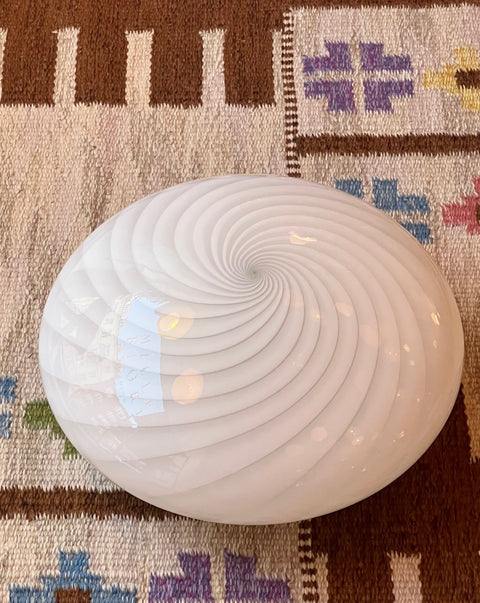 Vintage Murano white swirl ceiling/wall lamp (D36)