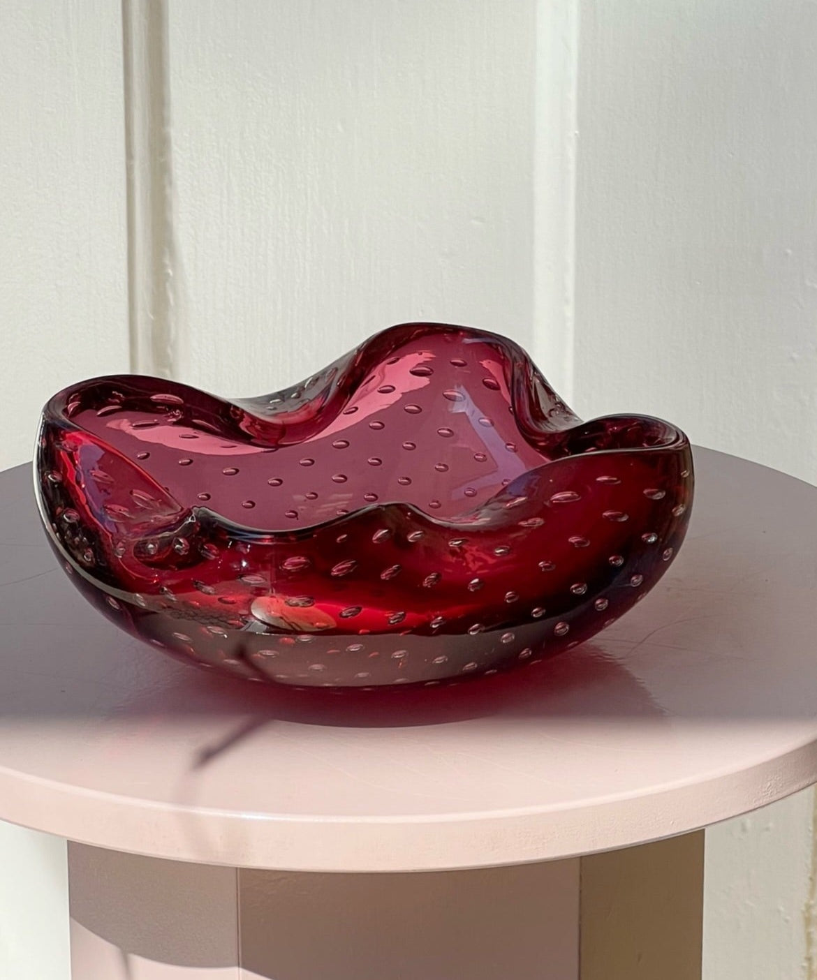 Vintage red bubble Murano bowl