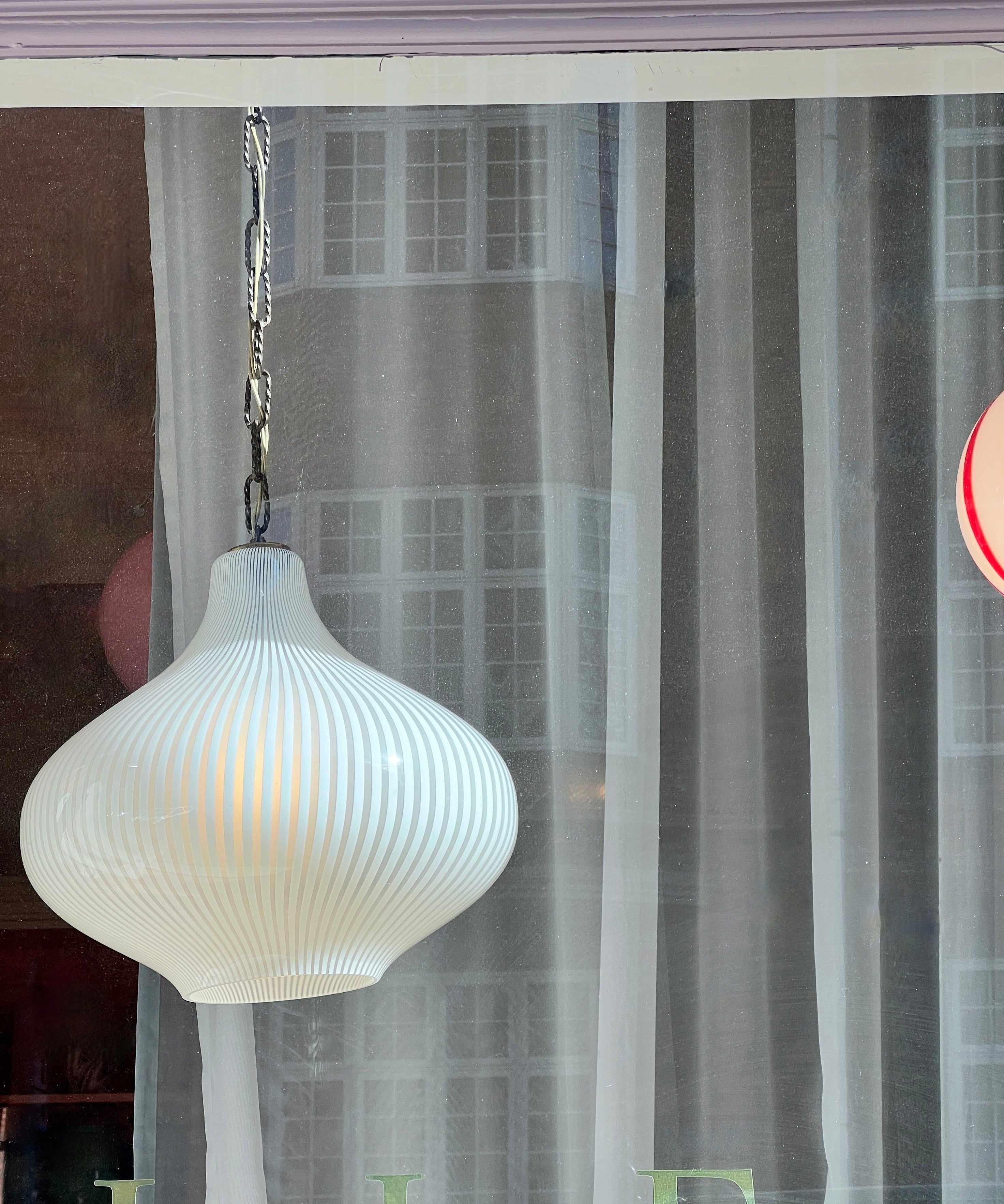 Vintage Massimo Vignelli white ceiling lamp