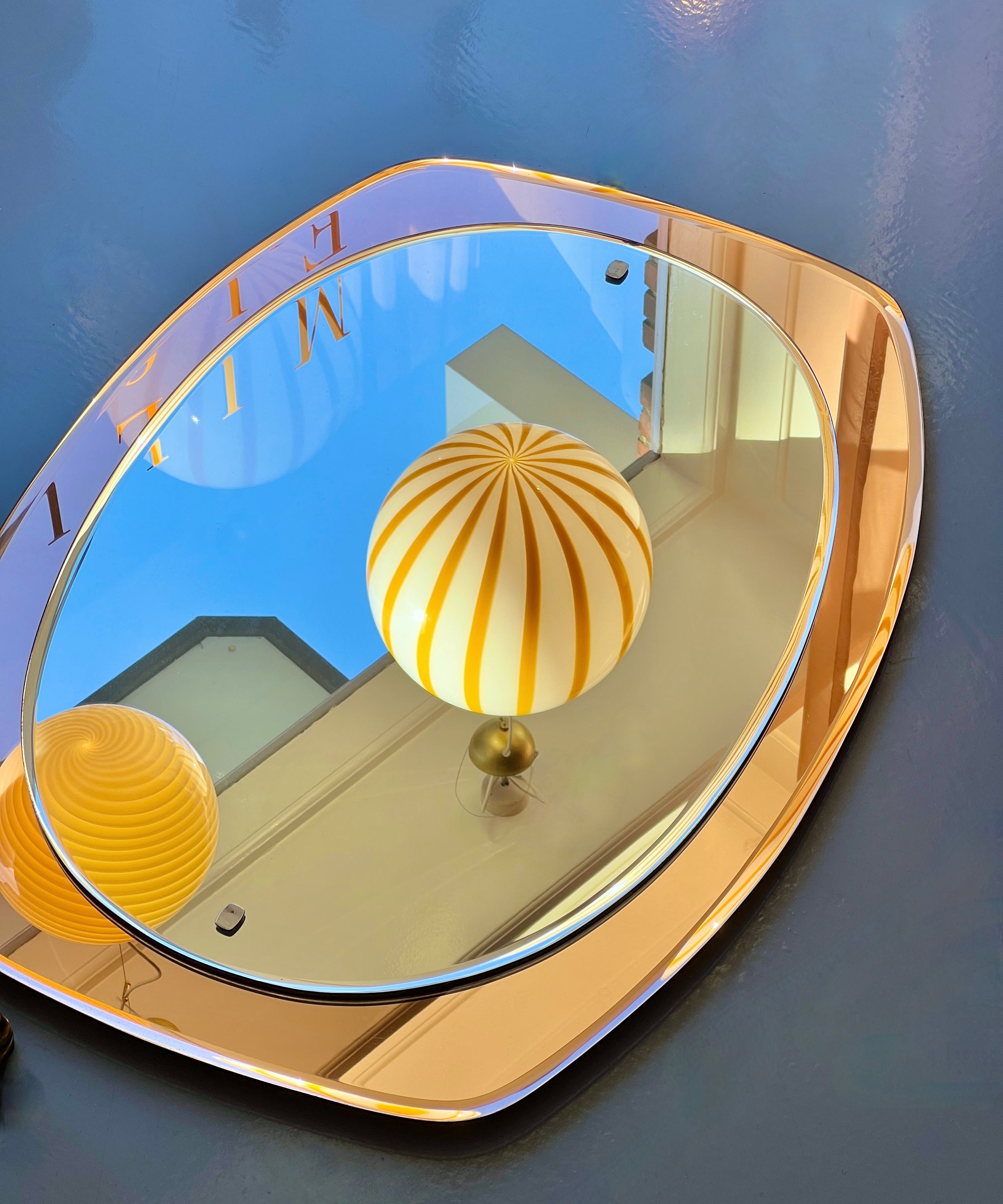 Vintage oval rosegold Italian mirror