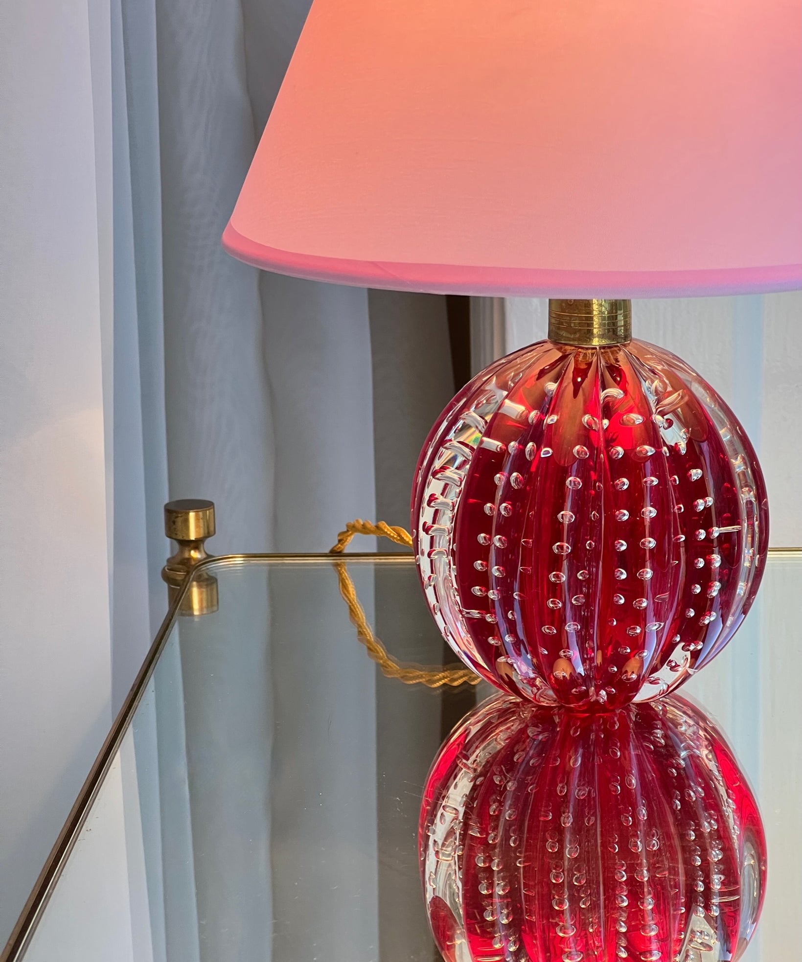Vintage red Murano table lamp