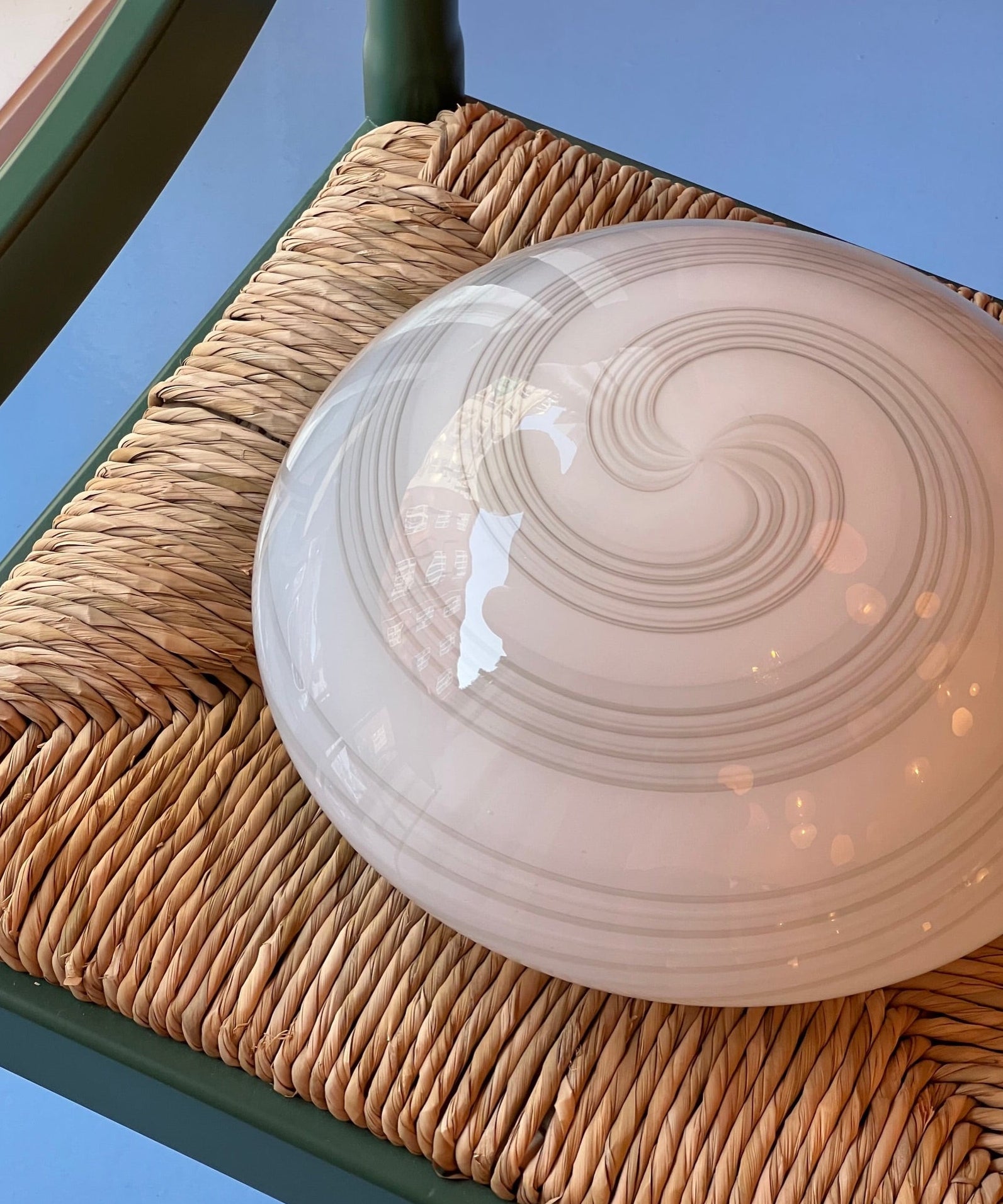 Vintage Murano grey/white spiral ceiling/wall lamp (D38)