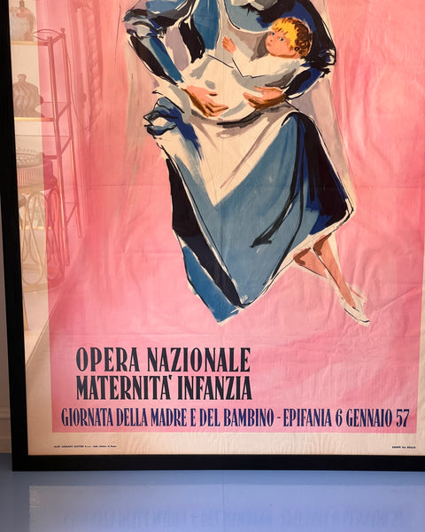 Vintage italian poster "Opera Nazionale Maternità Infanzia" by Ettore Brini, 1957
