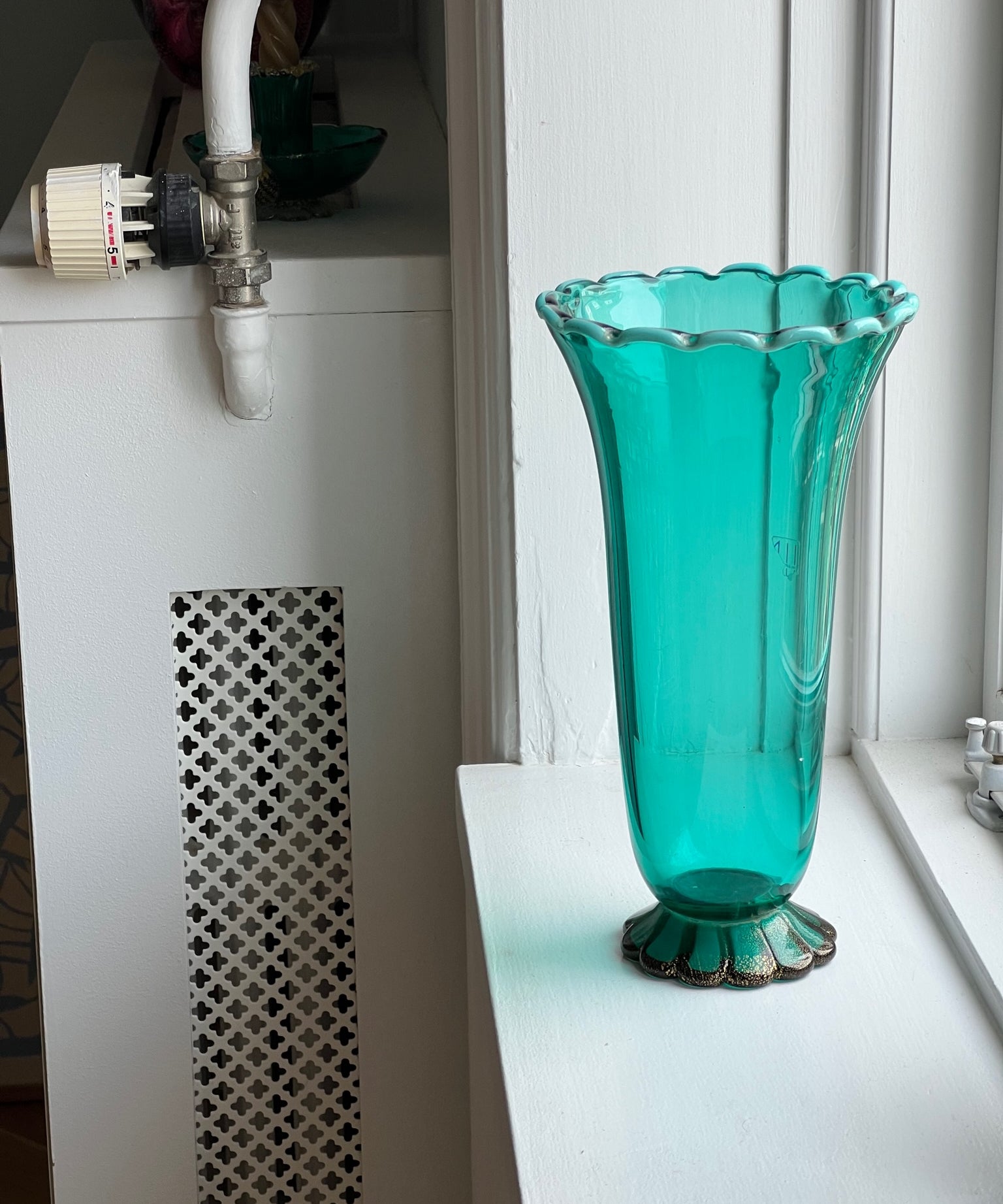 Vintage green/golden Murano vase