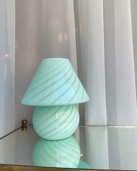 Mushroom table lamp - Light mint green swirl