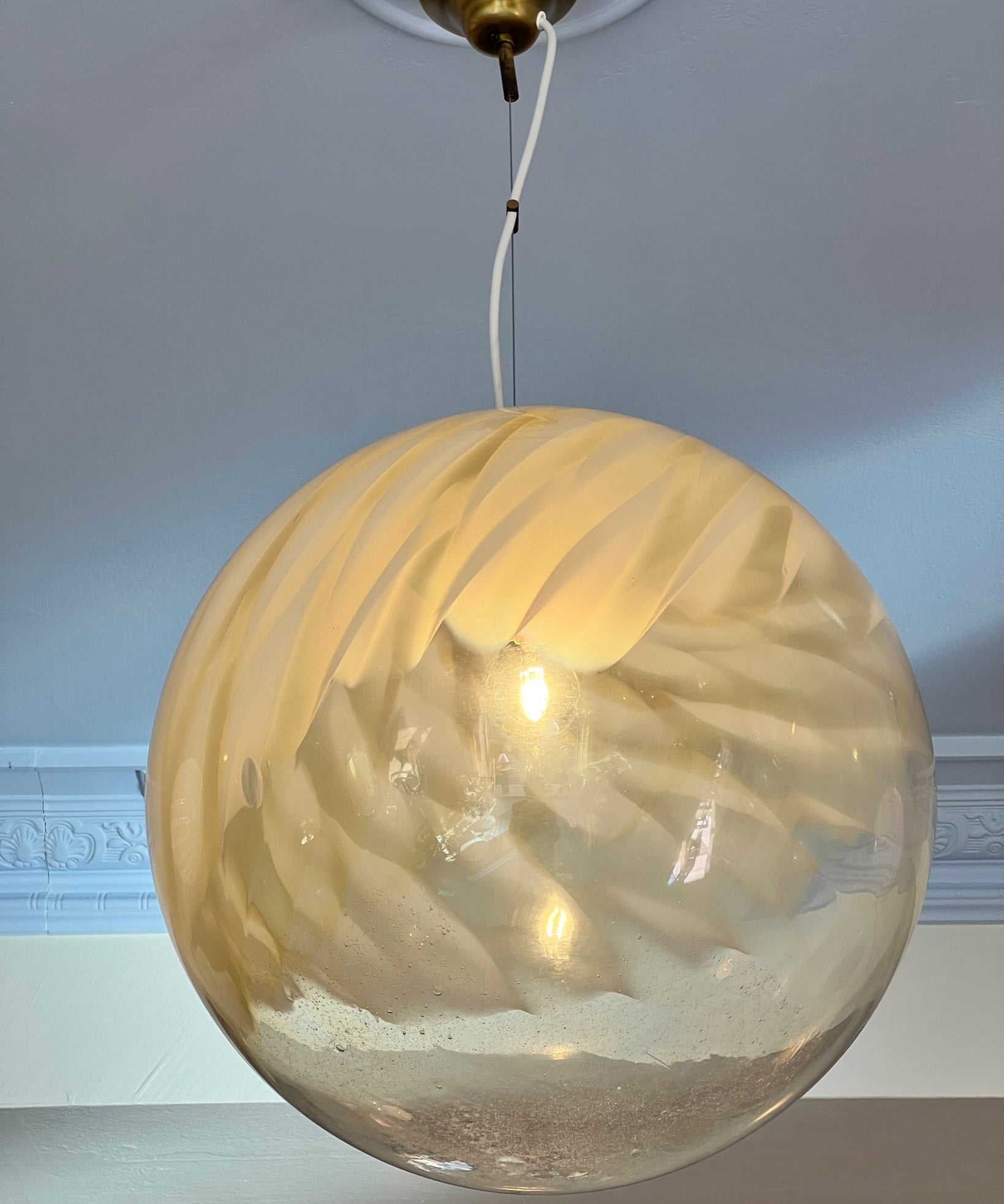 Vintage golden/cream clear Murano ceiling lamp (D45)