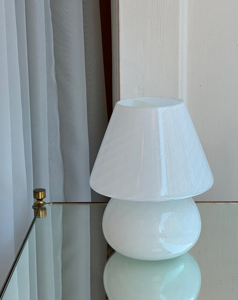 Vintage white Murano mushroom table lamp - small