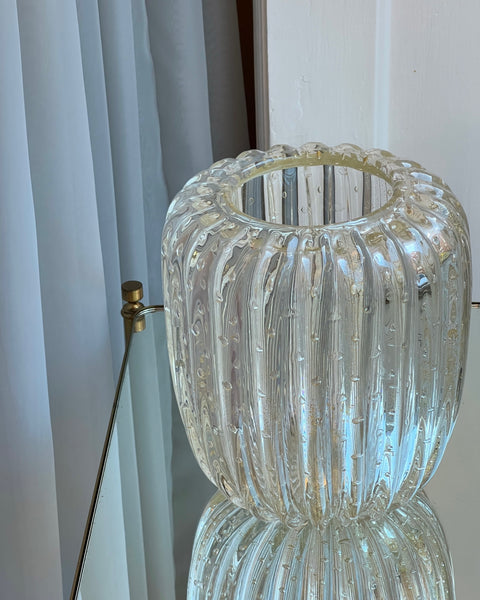 Large vintage clear/golden Murano vase