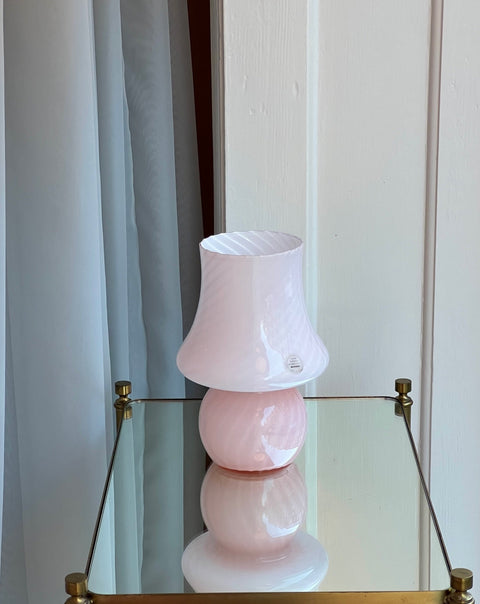 Vintage light pink Murano mushroom table lamp