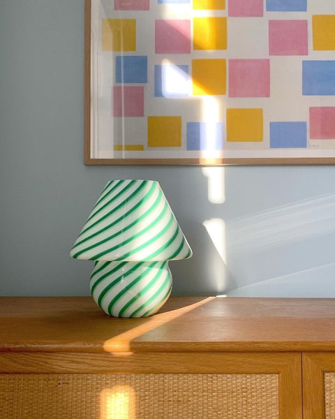 Mushroom table lamp - Green swirl