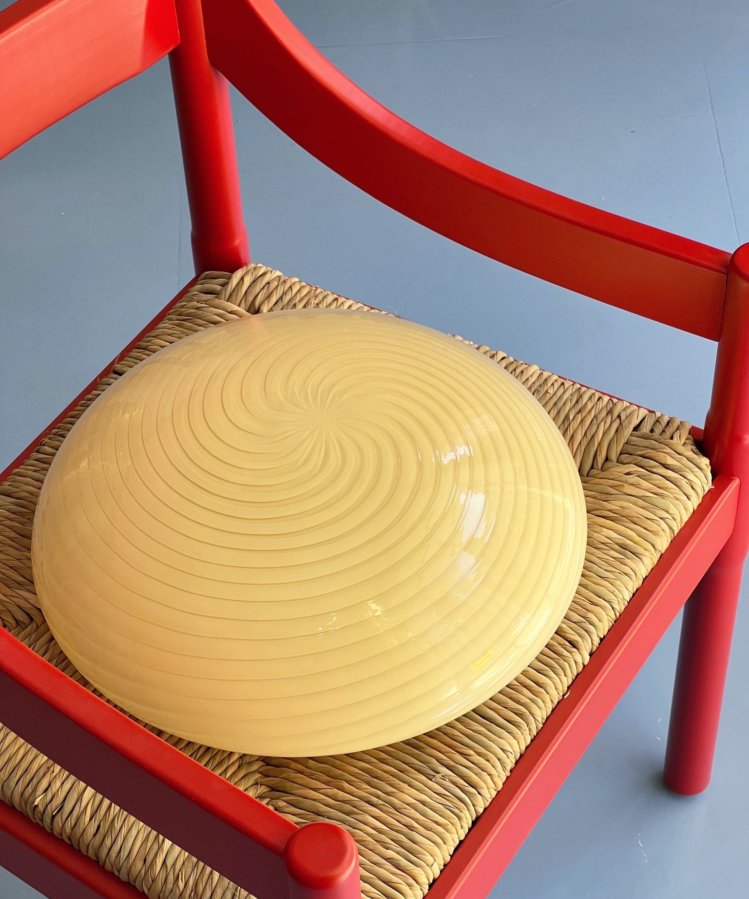 Vintage Murano yellow swirl ceiling/wall lamp