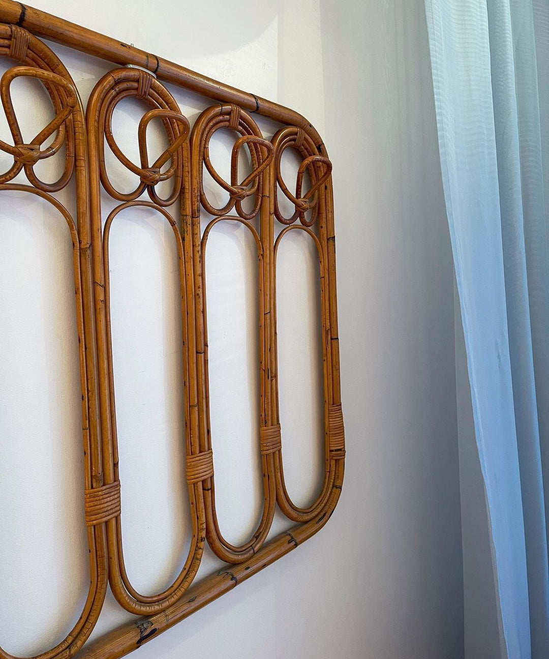 Vintage rattan coat rack