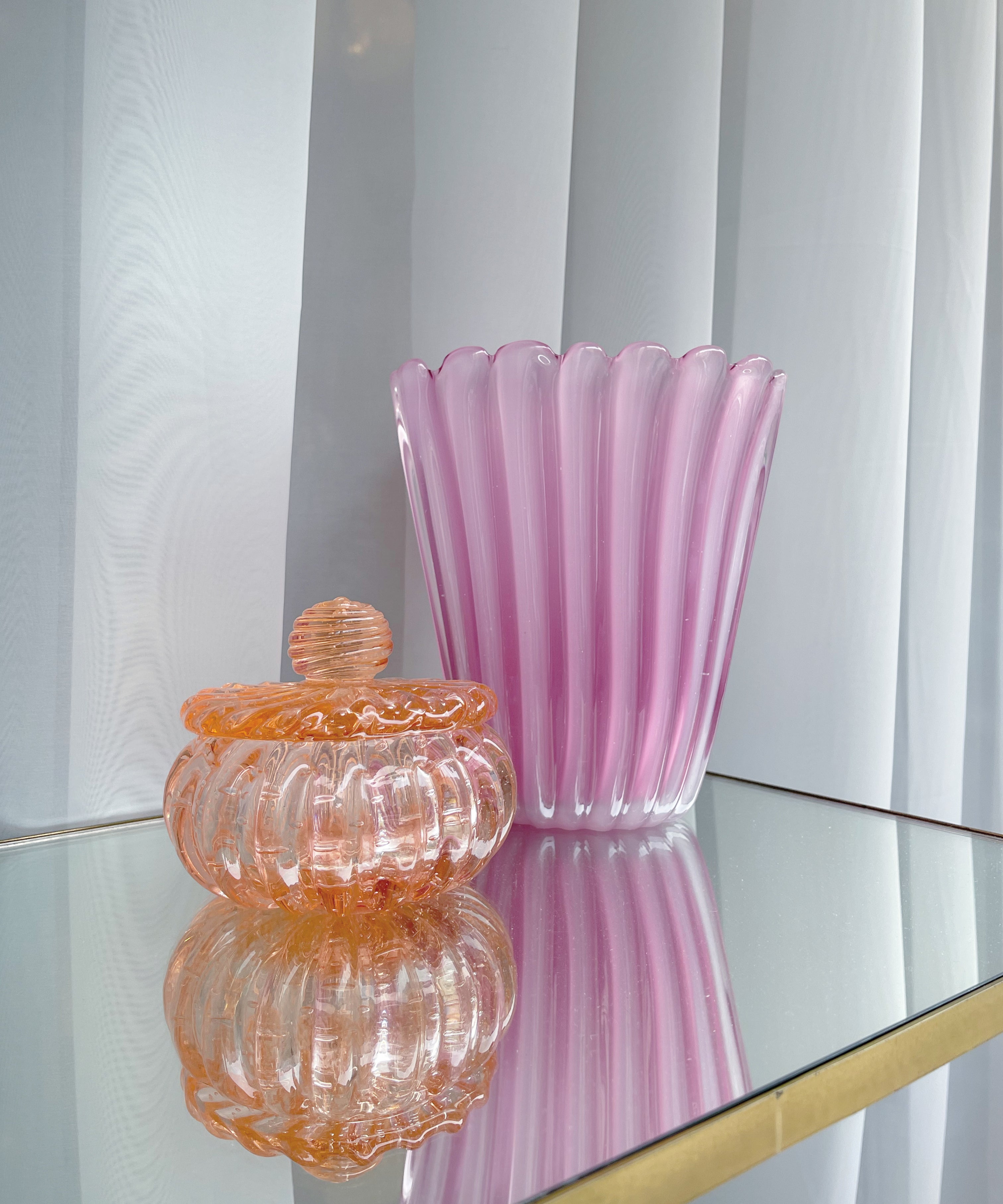 Vintage opal pink Murano vase