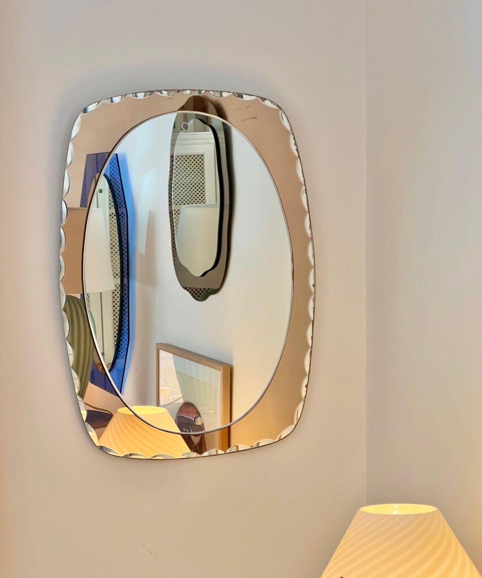 Vintage Italian mirror with golden brown frame