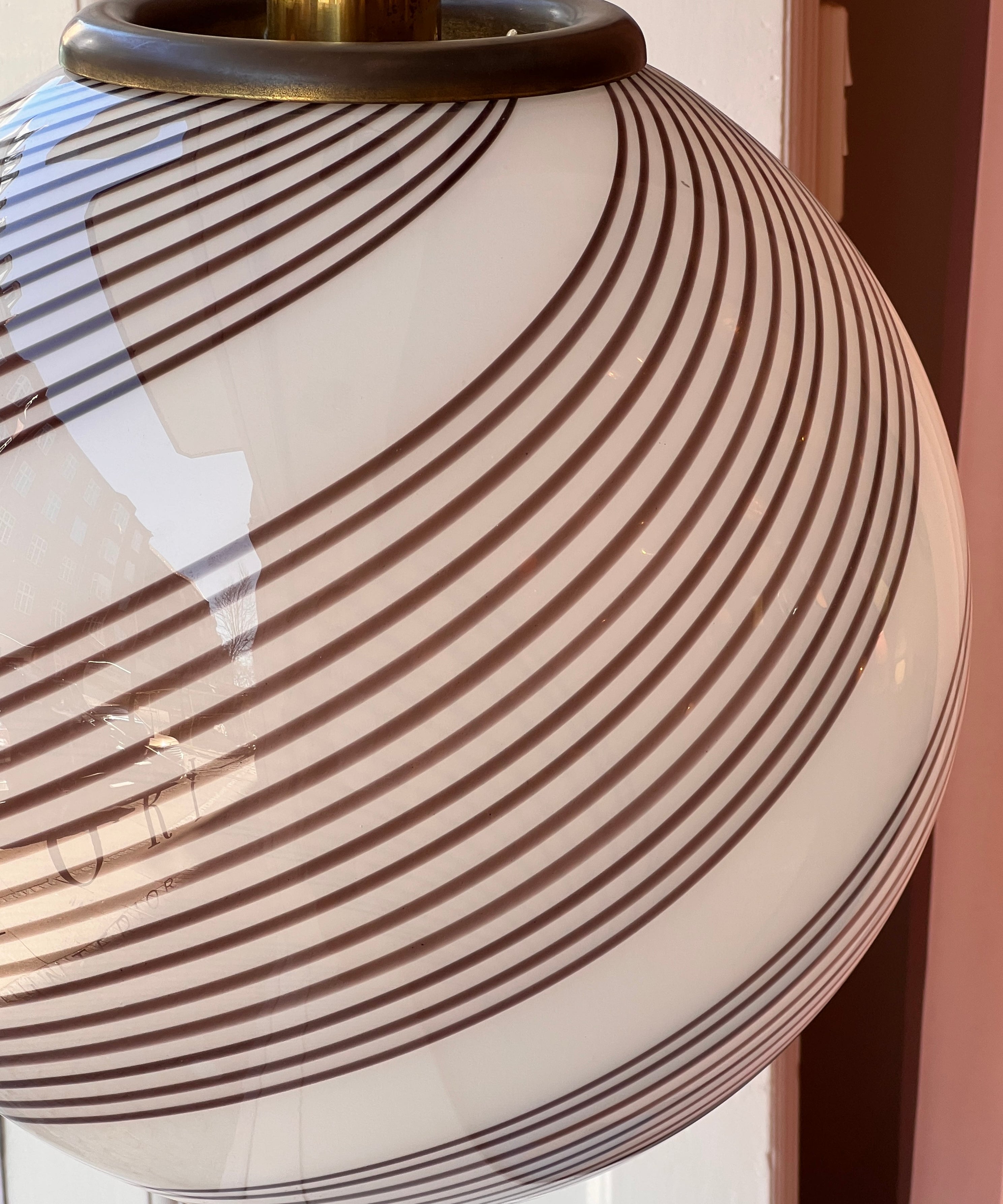 Vintage Murano cream/brown swirl ceiling lamp (D45)