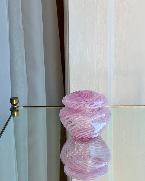 Vintage pink swirl Murano bonbonniere