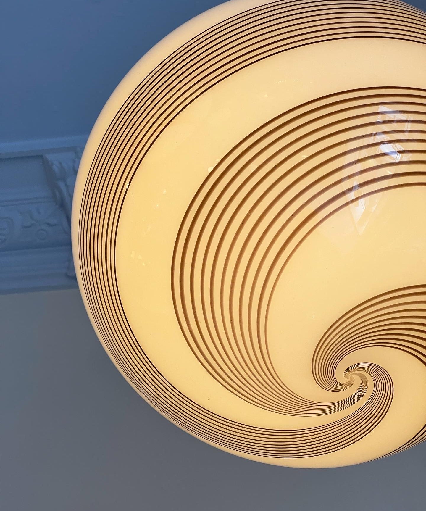 Vintage Murano cream/brown swirl ceiling lamp