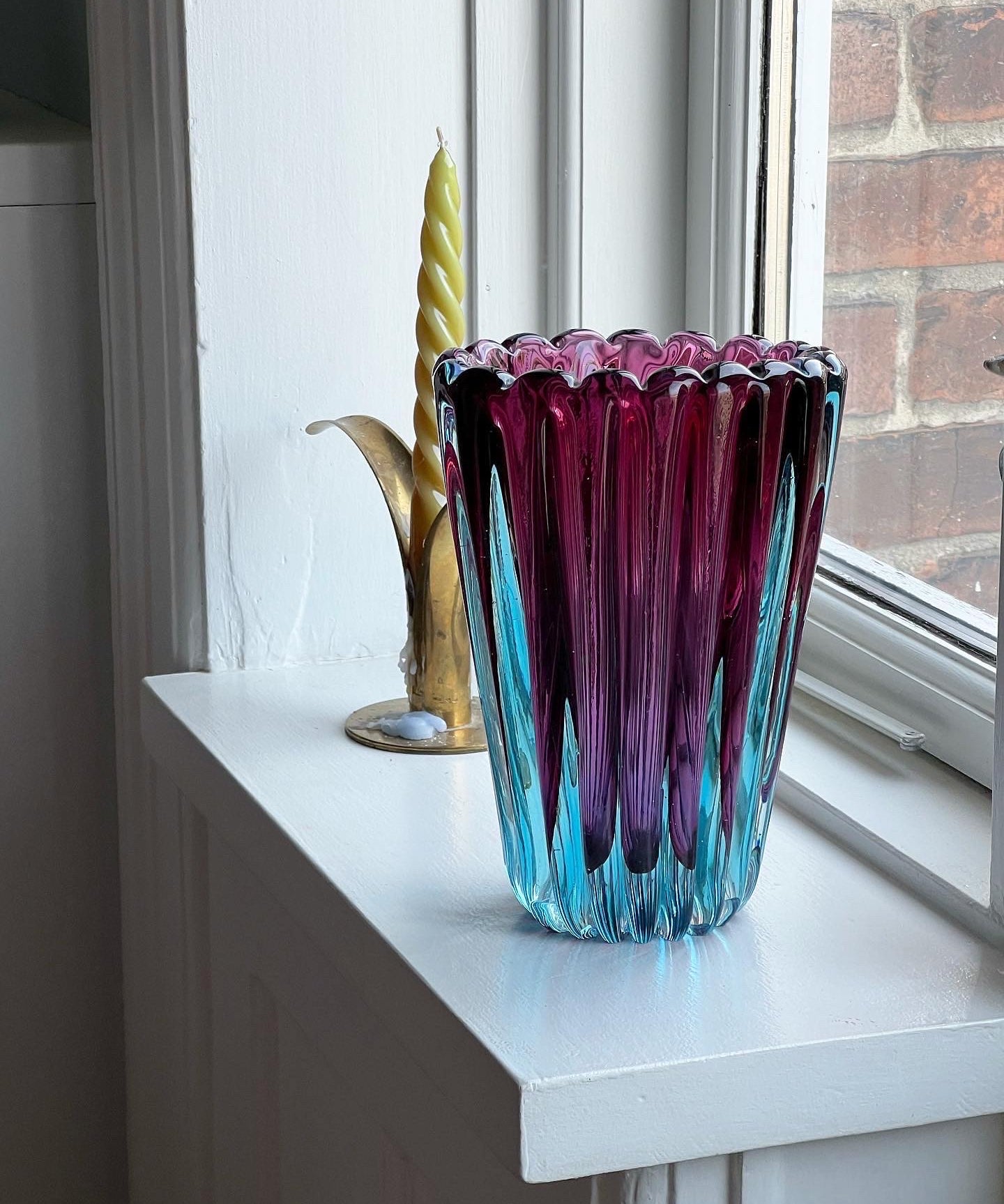 Vintage turquoise/purple Murano vase