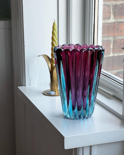 Vintage turquoise/purple Murano vase