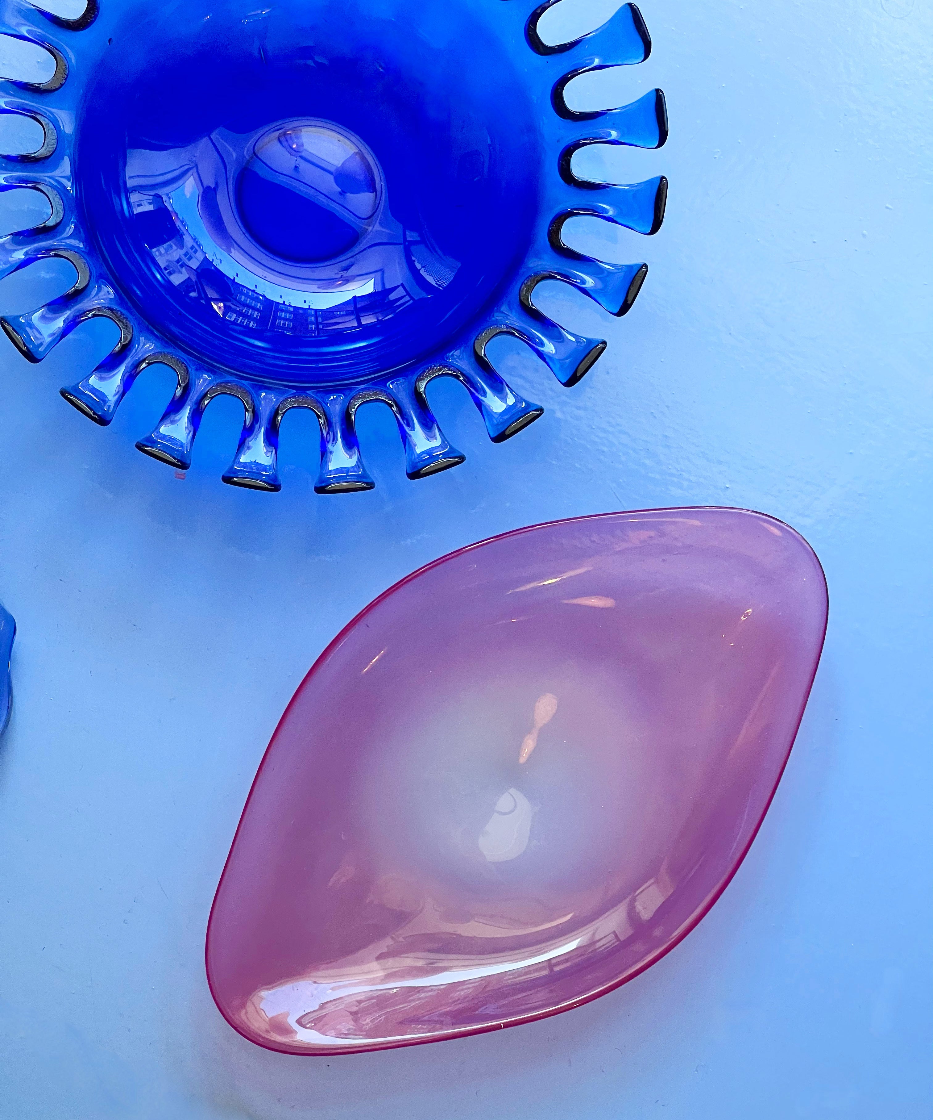 Large vintage blue Murano bowl