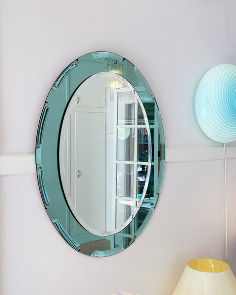 Vintage Green Oval Italian Mirror